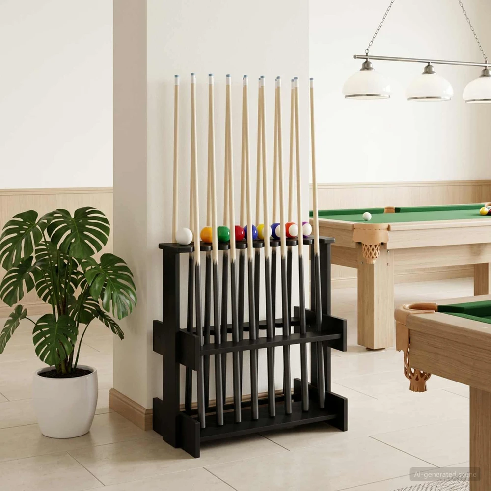 Biliardo lazdos stovas Apdirbta mediena 60 x 35 x 60 cm Juoda