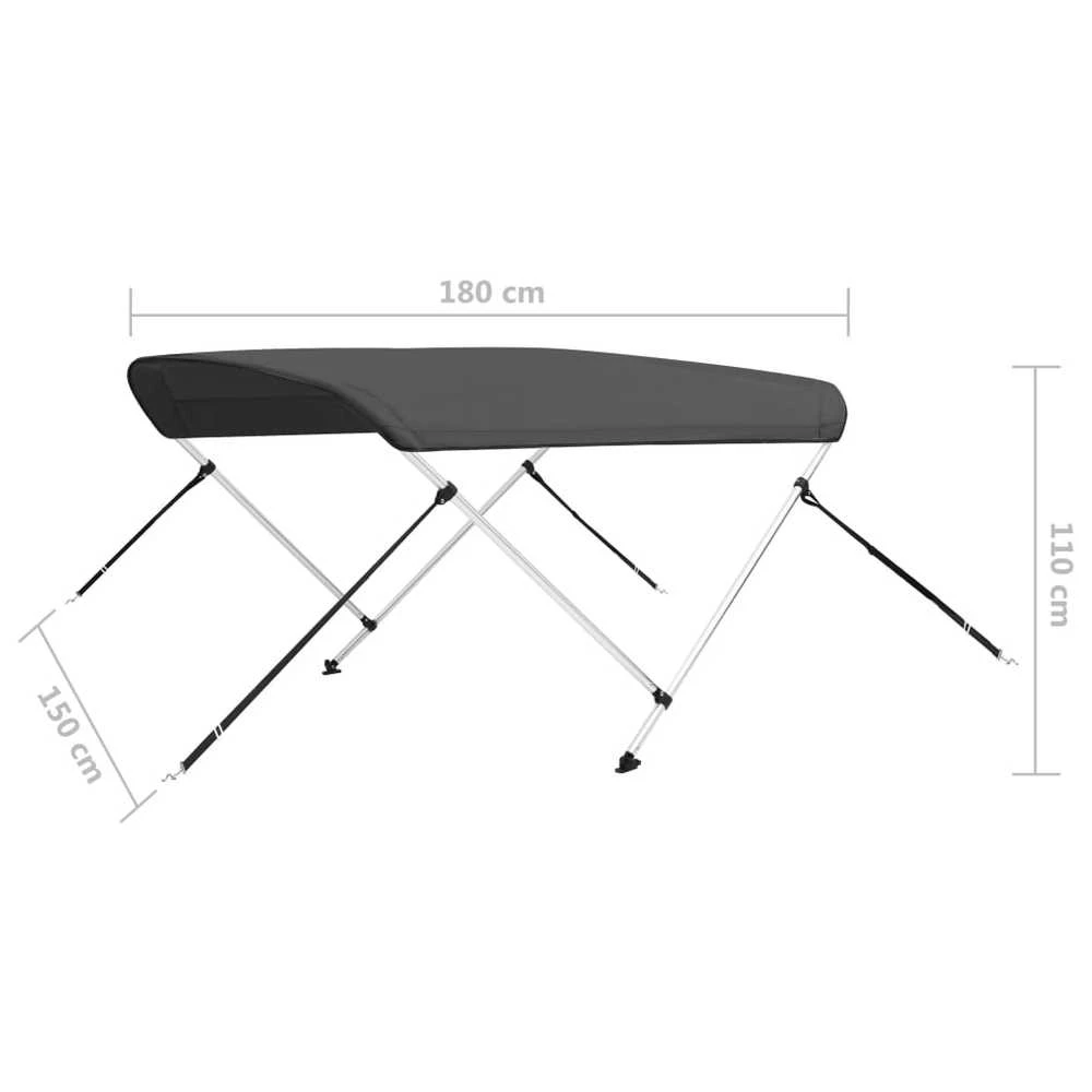 Bimini viršaus stogelis, antracito, 180x150x110cm, 2 lankai