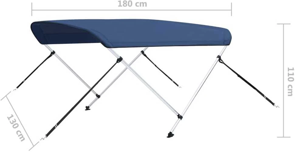 Bimini viršaus stogelis, mėlynas, 180x130x110cm, 2 lankų rėmas