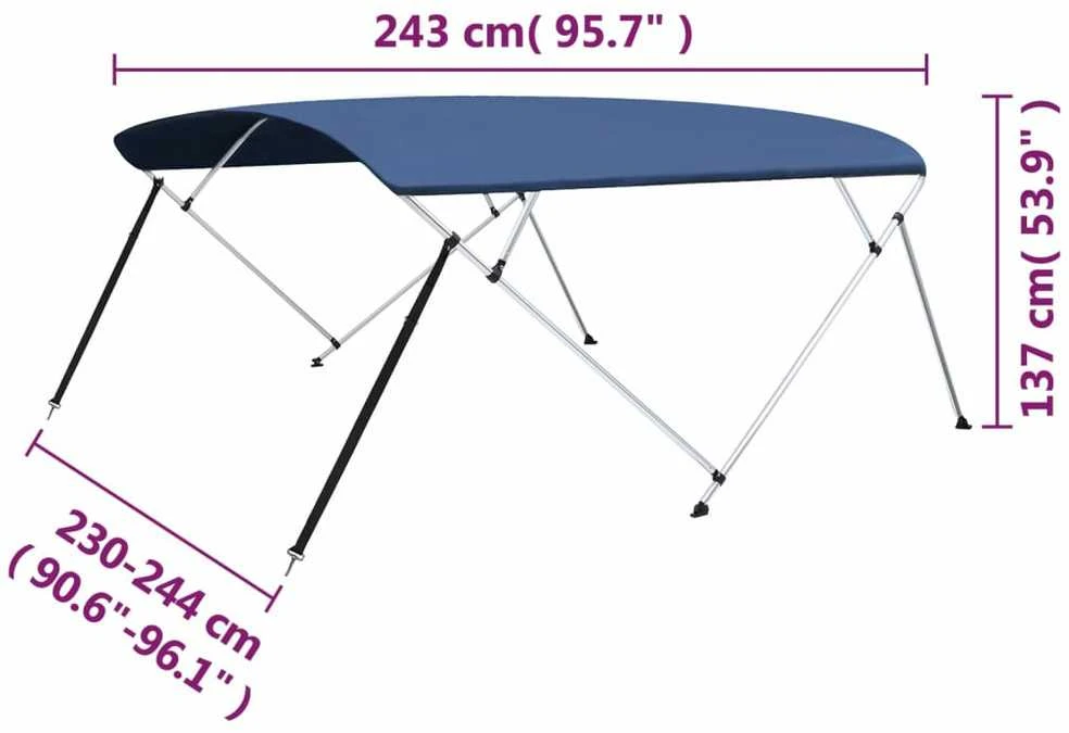Bimini viršaus stogelis, mėlynas, 243x(230-244)x137cm, 4 lankai