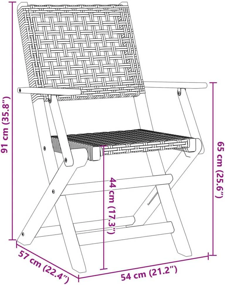 Lauko baldų komplektas Bistro baldų komplektas, 3 dalių, pilkas, poliratanas/mediena