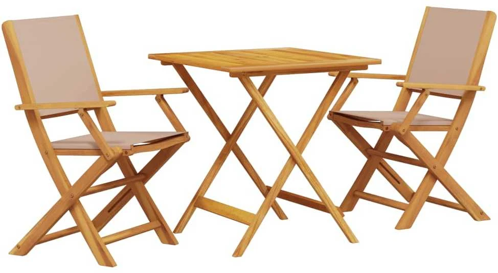 Lauko baldų komplektas Bistro baldų komplektas, 3 dalių, taupe, audinys ir mediena
