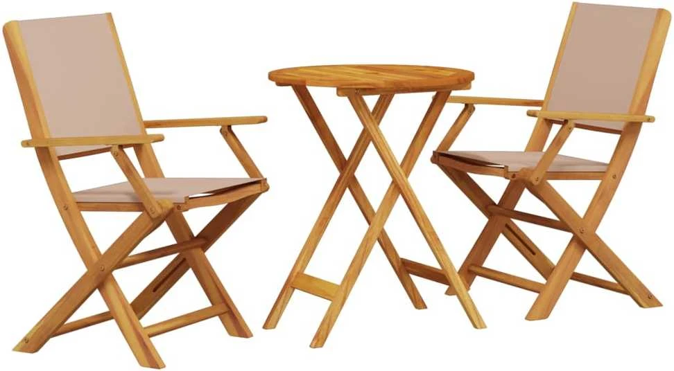 Lauko baldų komplektas Bistro baldų komplektas, 3 dalių, taupe, audinys ir mediena