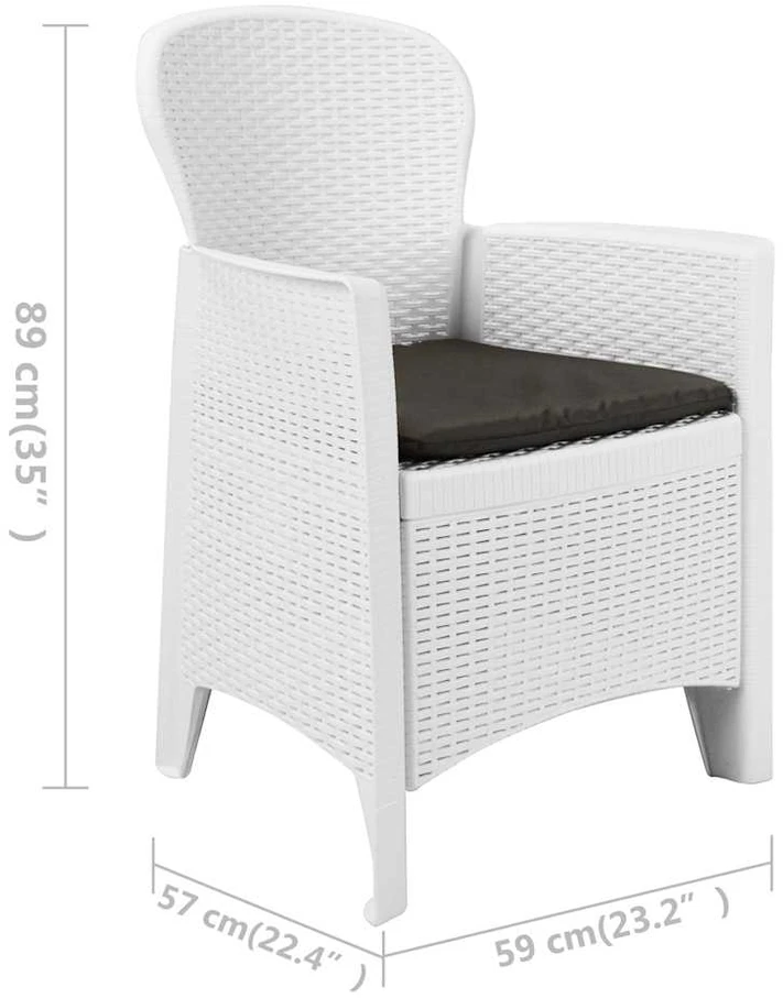 Lauko baldų komplektas Bistro baldų komplektas, 3d., baltos sp., ratano imitacija