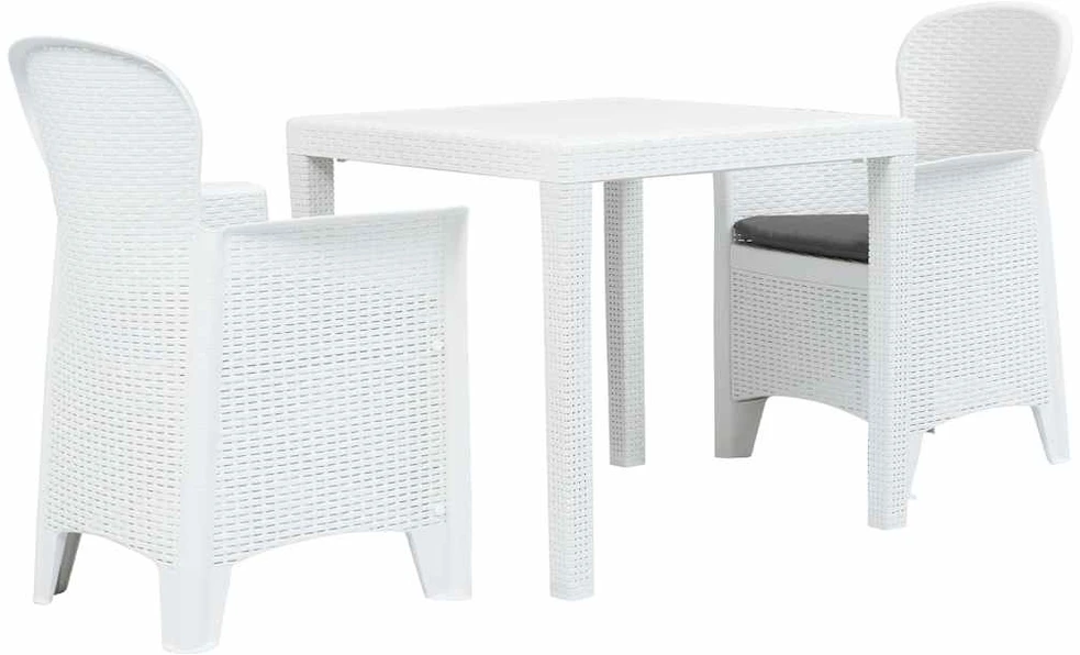Lauko baldų komplektas Bistro baldų komplektas, 3d., baltos sp., ratano imitacija