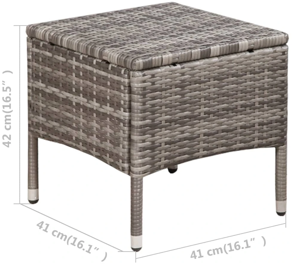 Lauko baldų komplektas Bistro baldų komplektas, 3d., pilkas, poliratanas