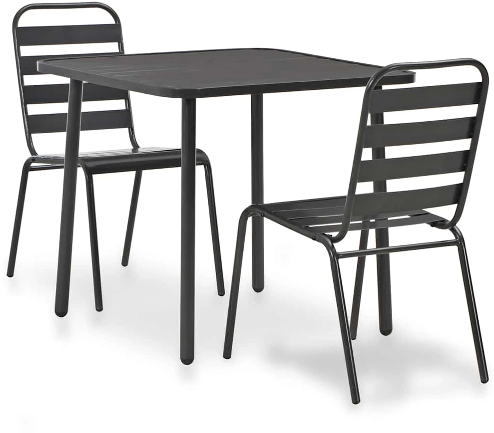 Lauko baldų komplektas Bistro baldų komplektas, 3d., tamsiai pilka, plienas