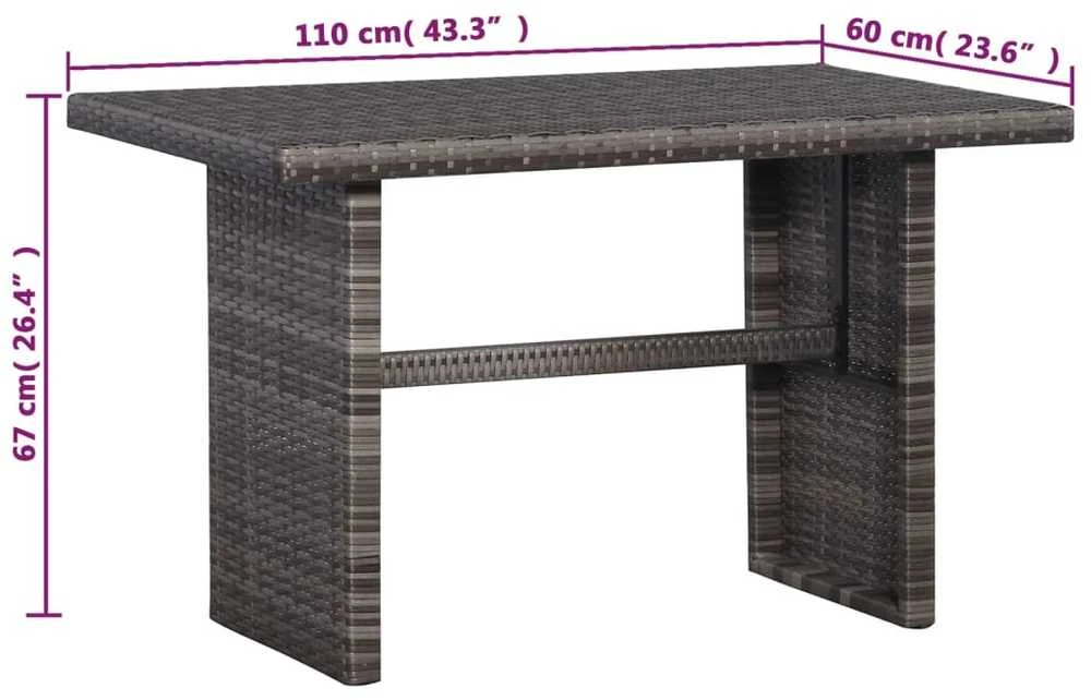 Lauko baldų komplektas Bistro baldų komplektas su pag., 3d., pilkas, ratanas
