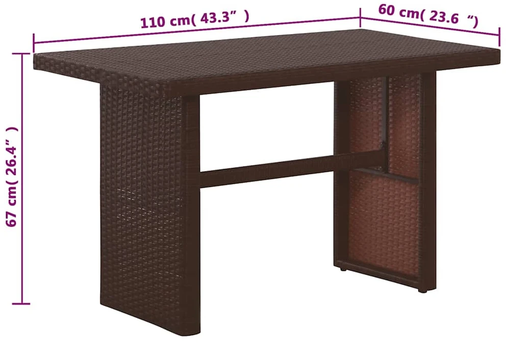 Bistro baldų komplektas su pag., 3d., rudas, ratanas