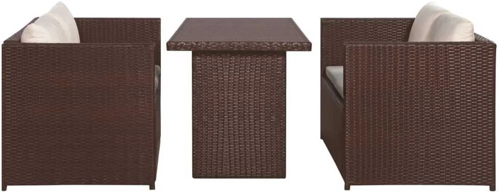 Lauko baldų komplektas Bistro baldų komplektas su pag., 3d., rudas, ratanas