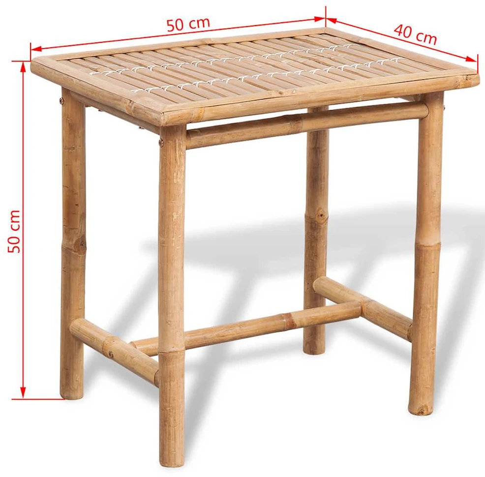Lauko baldų komplektas Bistro baldų komplektas su pagalvėlėmis, 3d., bambukas