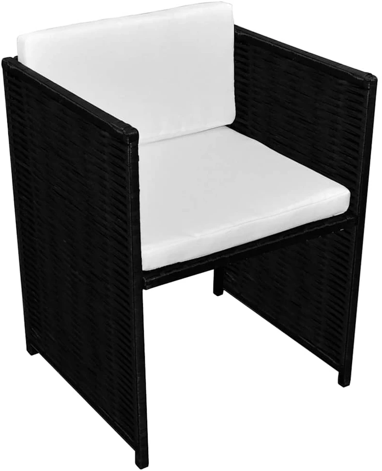 Lauko baldų komplektas Bistro baldų komplektas su pagalvėmis, 3d., juodas, polirat.