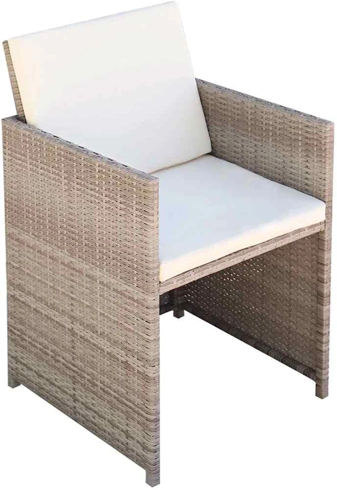 Lauko baldų komplektas Bistro baldų komplektas su pagalvėmis, 3d., krem., polirat.