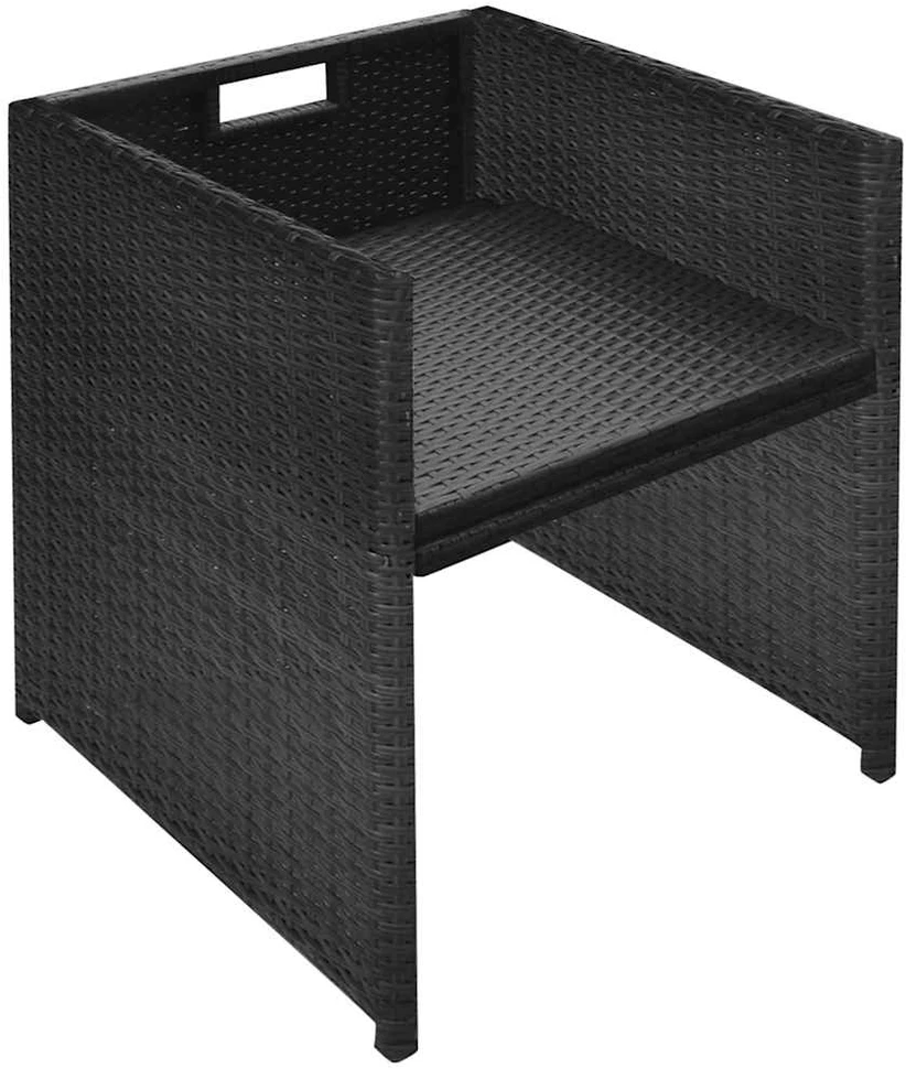 Bistro baldų komplektas su pagalvėmis, 3d., juodas, polirat.