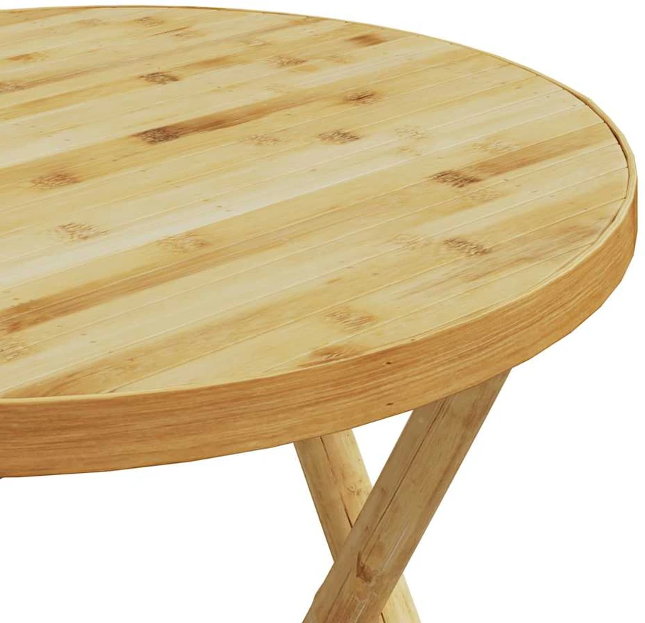 Lauko baldų komplektas Bistro komplektas su kreminėmis pagalvėlėmis, 3 dalių, bambukas