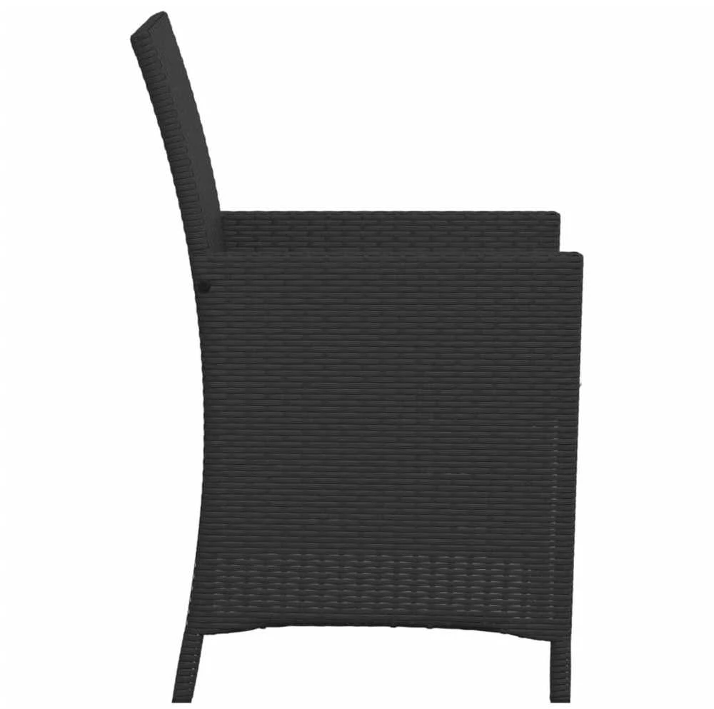 Lauko baldų komplektas Bistro komplektas su pagalvėlėmis, 3 dalių, juodas, poliratanas