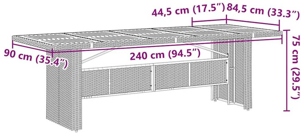 Lauko baldų komplektas Bistro komplektas su pagalvėlėmis, 9 dalių, juodas, poliratanas