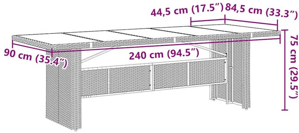 Lauko baldų komplektas Bistro komplektas su pagalvėlėmis, 9 dalių, rudas, poliratanas