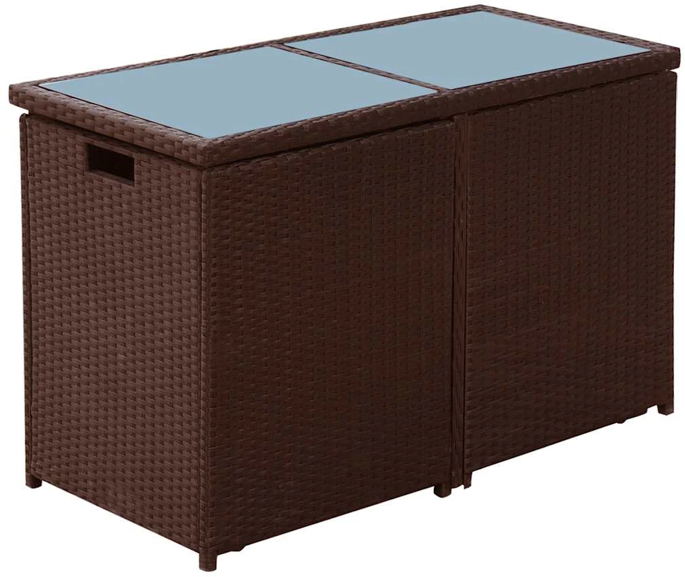 Lauko baldų komplektas Bistro komplektas su pagalvėmis, 3d., rudas, poliratanas