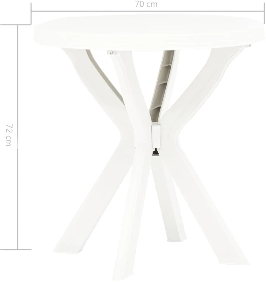 Bistro staliukas, baltos spalvos, plastikas, 70cm skersmens