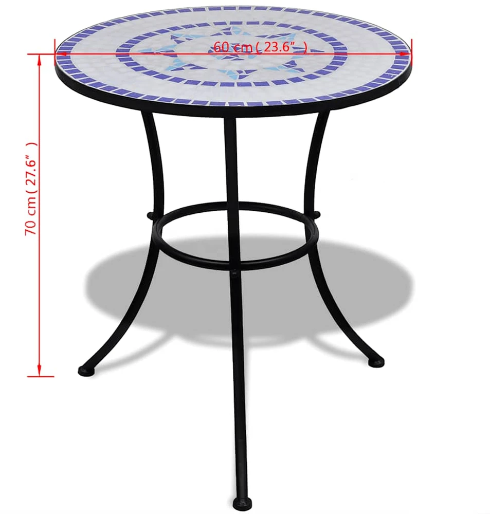 Bistro staliukas, mėlynos ir baltos sp., 60cm, mozaikos raštas