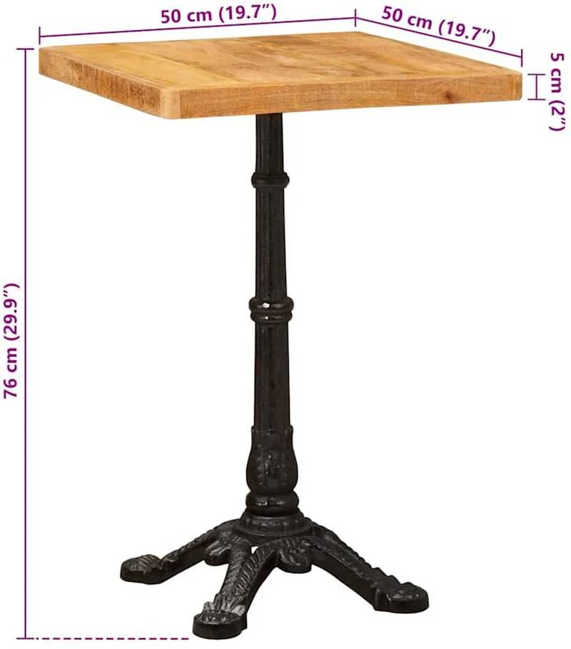 Bistro stalas 50 x 50 x 76 cm Kietas mango medis Ruda Kvadrato