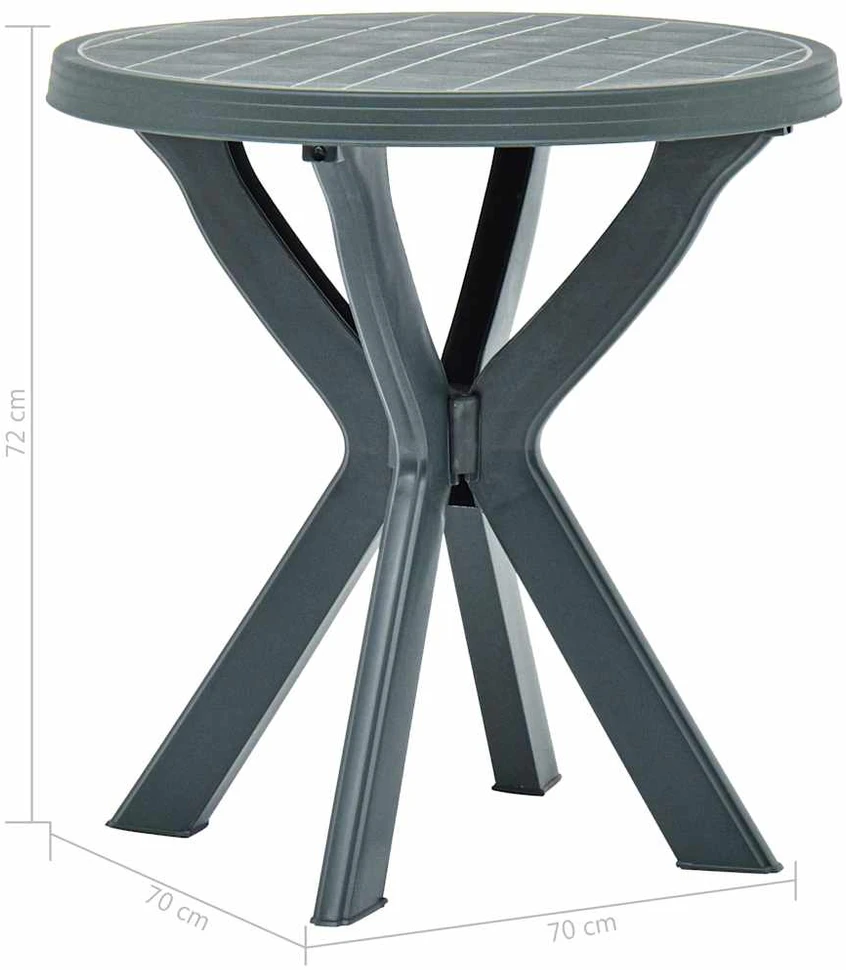 Bistro staliukas, žalios spalvos, plastikas, 70cm skersmens