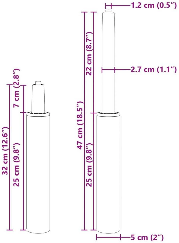 Biuro kėdės dujų cilindras Chromas 318-473 mm Geležis