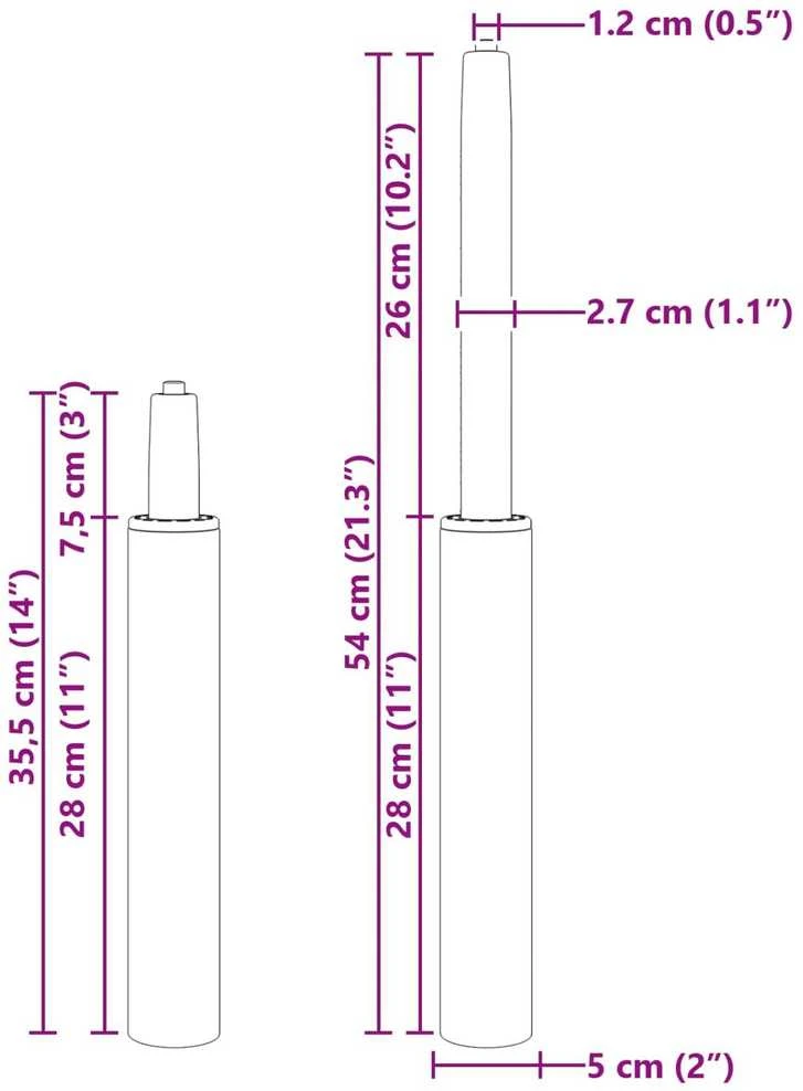 Biuro kėdės dujų cilindras Chromas 355-540 mm Geležis