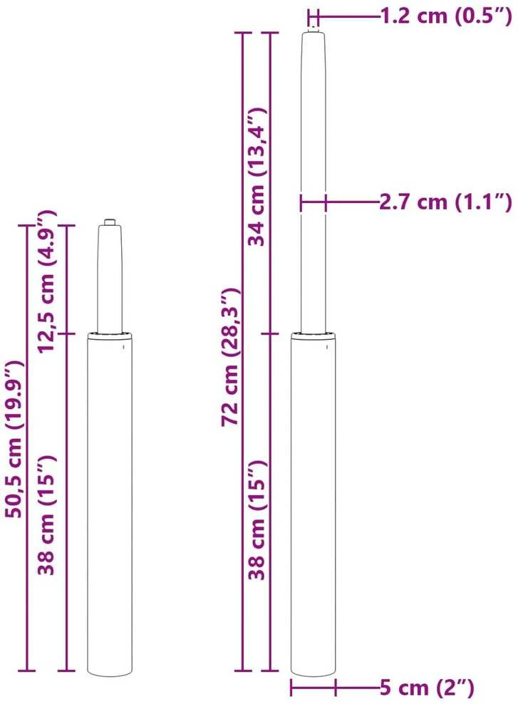 Biuro kėdės dujų cilindras Juoda 505-720 mm Geležis