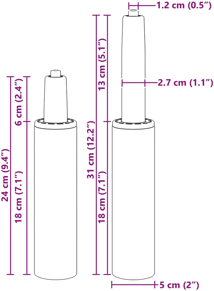 Biuro kėdės dujų cilindras Juoda 239-309 mm Geležis