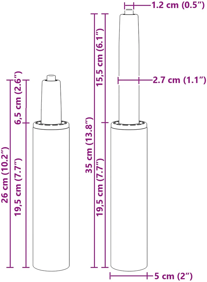 Biuro kėdės dujų cilindras Juoda 261-351 mm Geležis