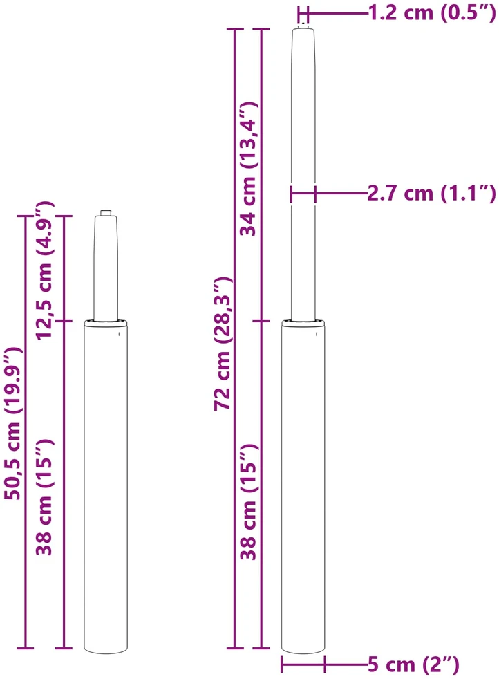 Biuro kėdės dujų cilindras Juoda 505-720 mm Geležis
