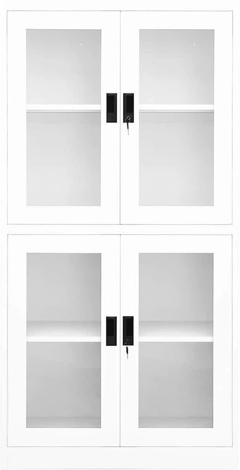 Biuro spintelė, balta, 90x40x180cm, plienas/grūdintas stiklas