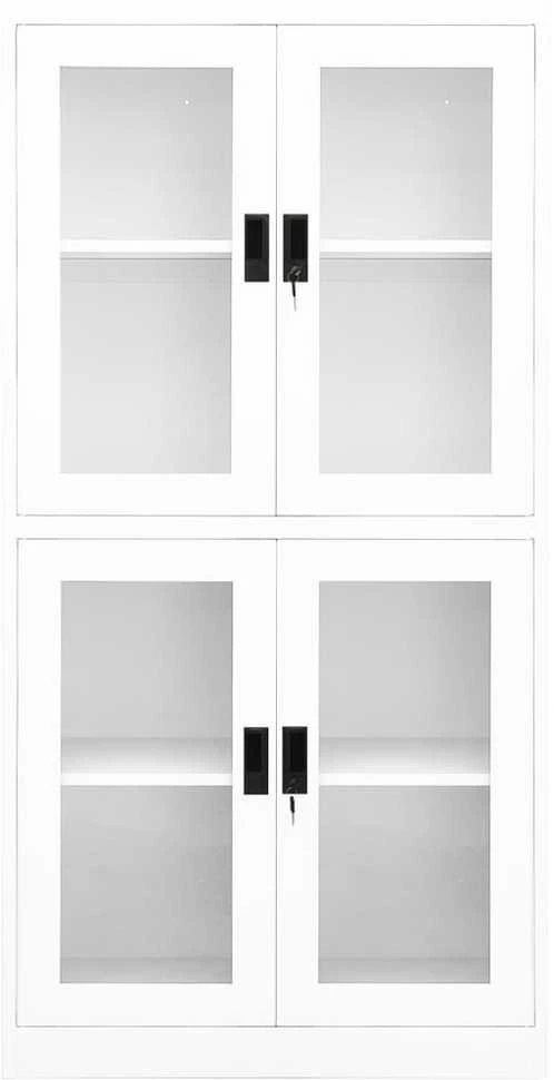 Biuro spintelė, balta, 90x40x180cm, plienas/grūdintas stiklas