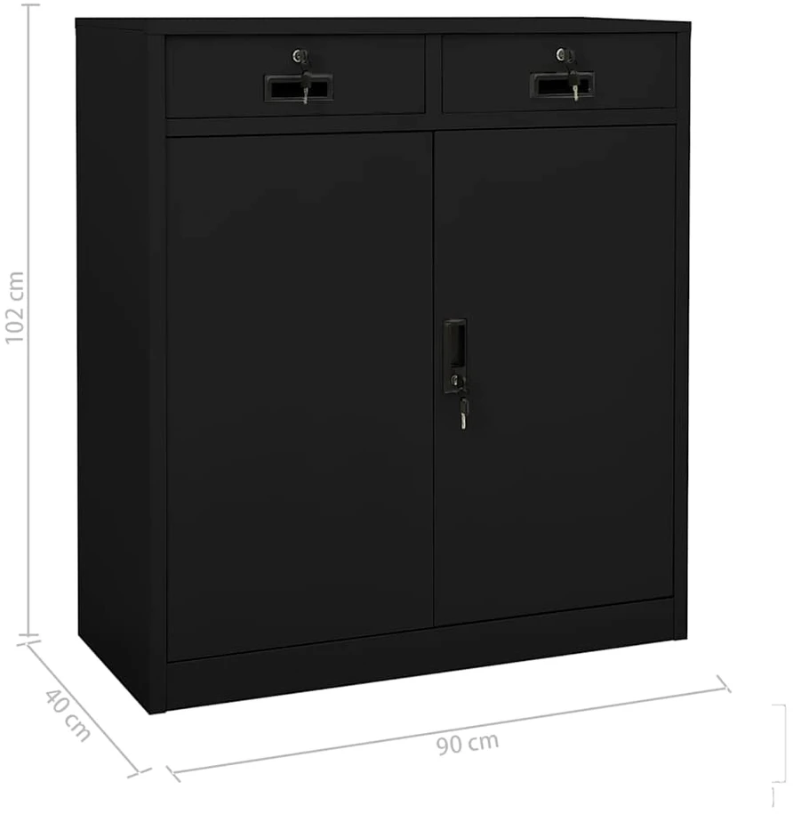 Biuro spintelė, juodos spalvos, 90x40x102cm, plienas