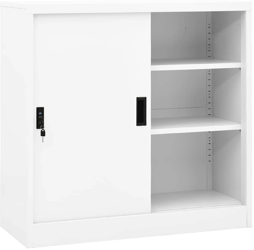 Biuro spintelė su stumdomom durim, balta, 90x40x90cm, plienas