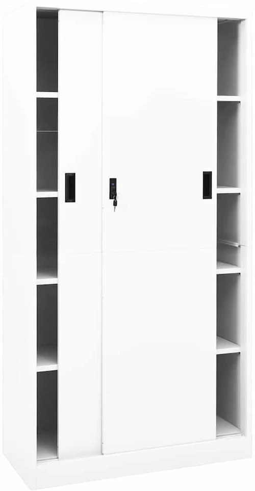 Biuro spintelė su stumdomom durim, balta, 90x40x180cm, plienas