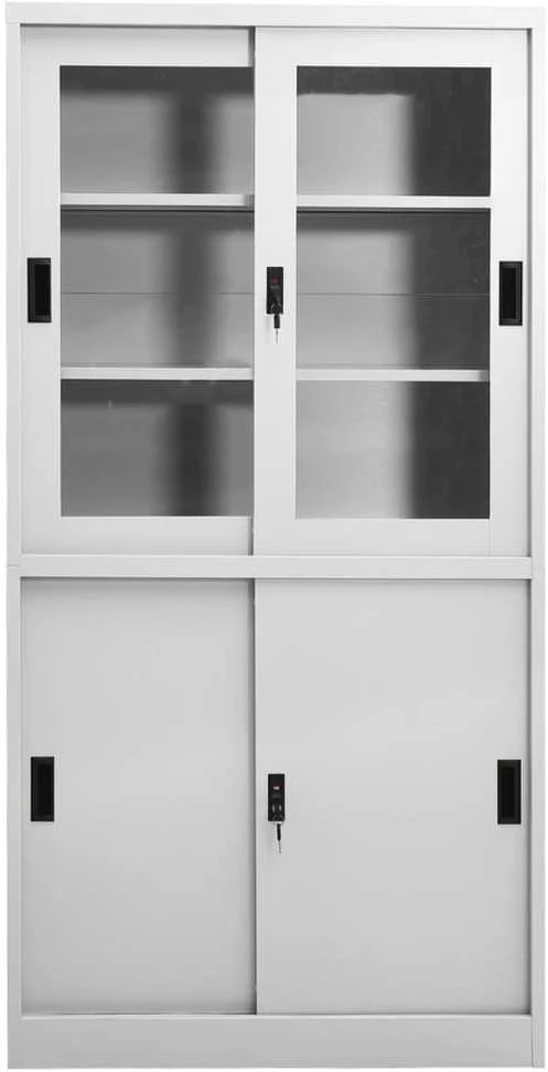 Biuro spintelė su stumdomom durim, pilka, 90x40x180cm, plienas