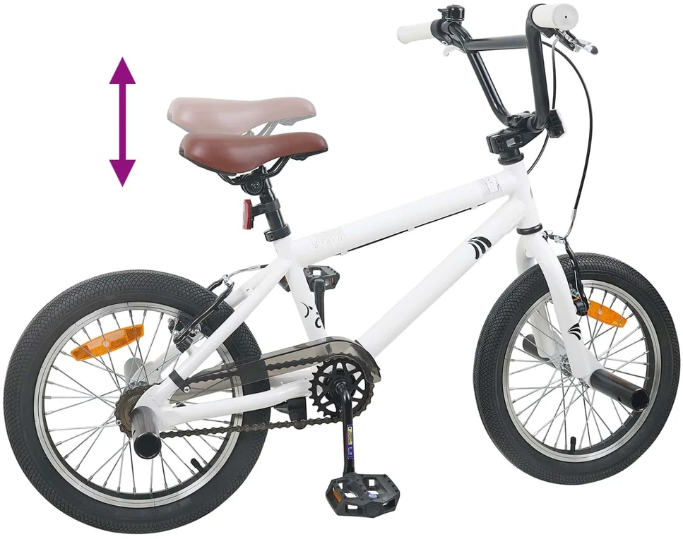 BMX Dviratis 16 Colių 5-8 metų amžiaus Balta