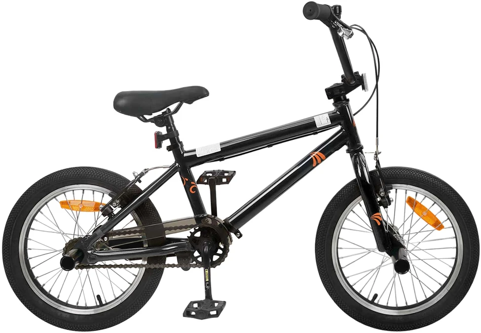 BMX Dviratis 16 Colių 5-8 metų amžiaus Juoda