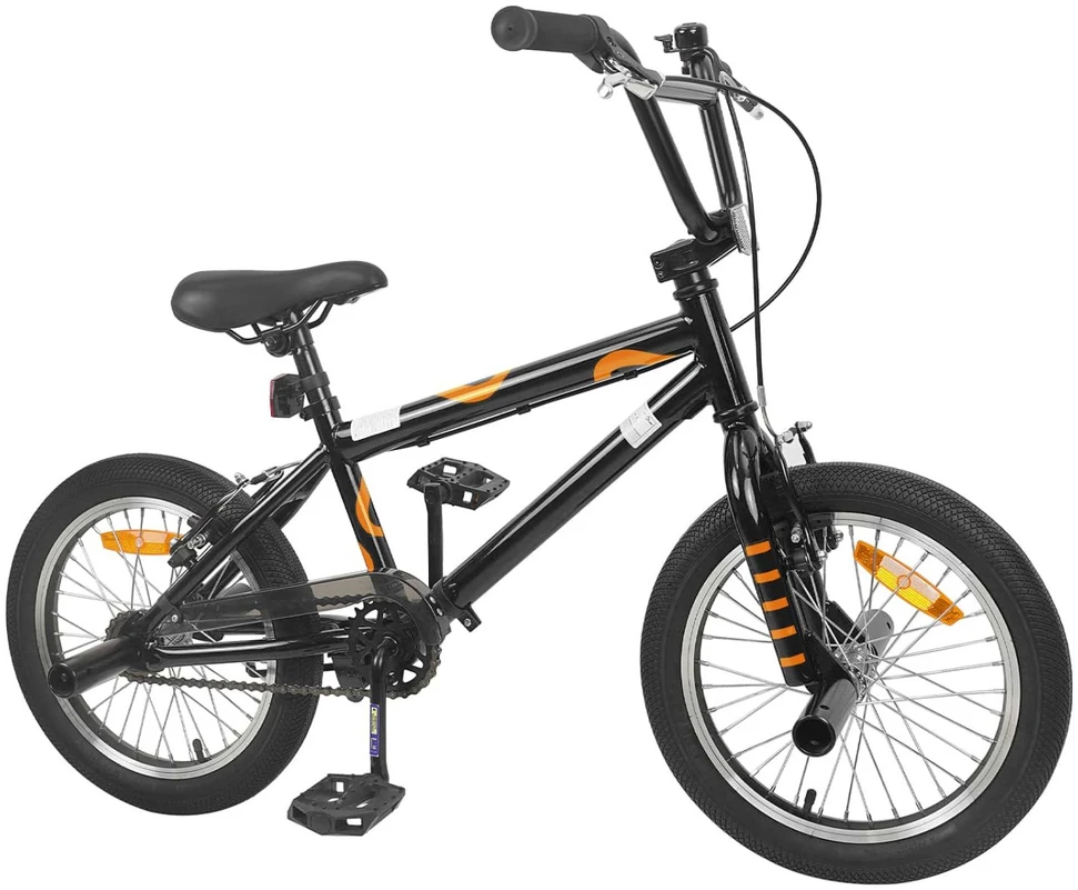 BMX Dviratis 16 Colių 5-8 metų amžiaus Juoda