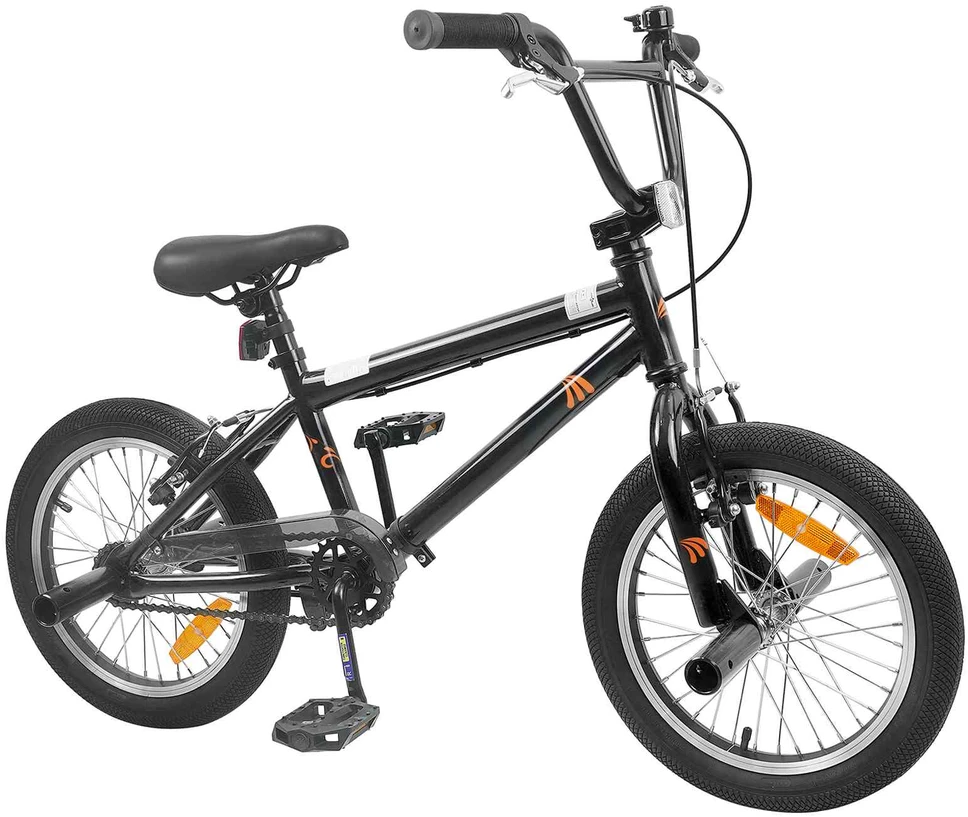 BMX Dviratis 16 Colių 5-8 metų amžiaus Juoda
