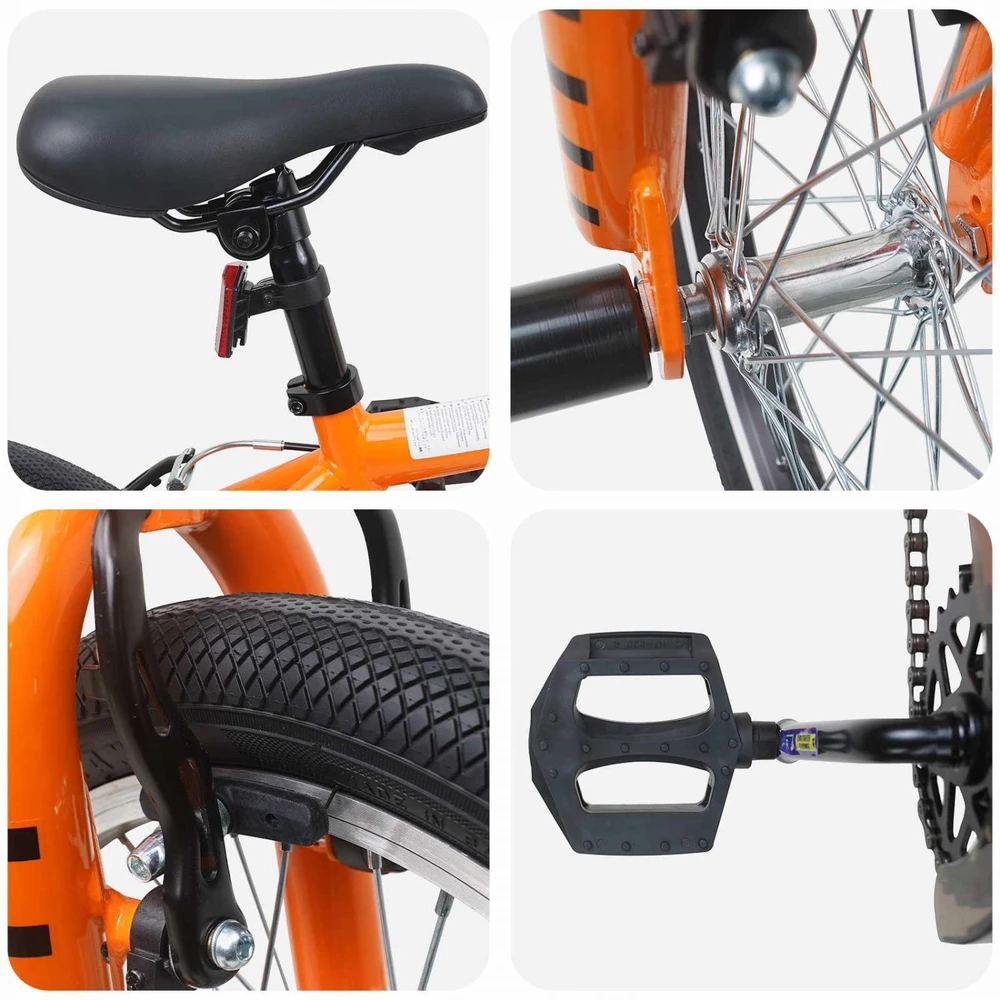 BMX Dviratis 16 Colių 5-8 metų amžiaus Oranžinė