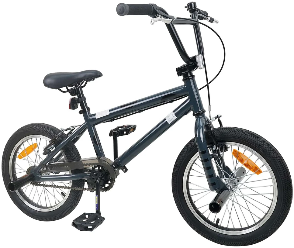 BMX Dviratis 16 Colių 5-8 metų amžiaus Tamsiai pilka