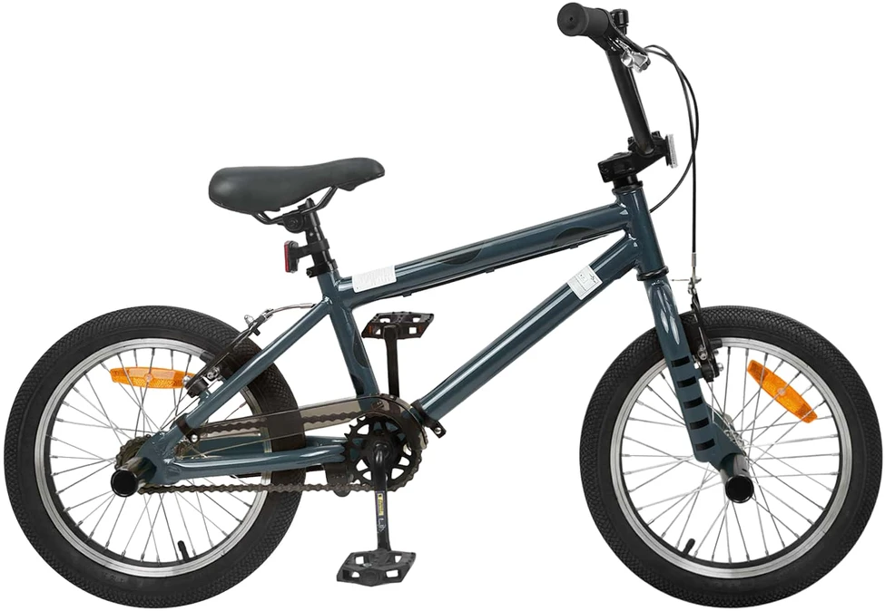 BMX Dviratis 16 Colių 5-8 metų amžiaus Tamsiai pilka