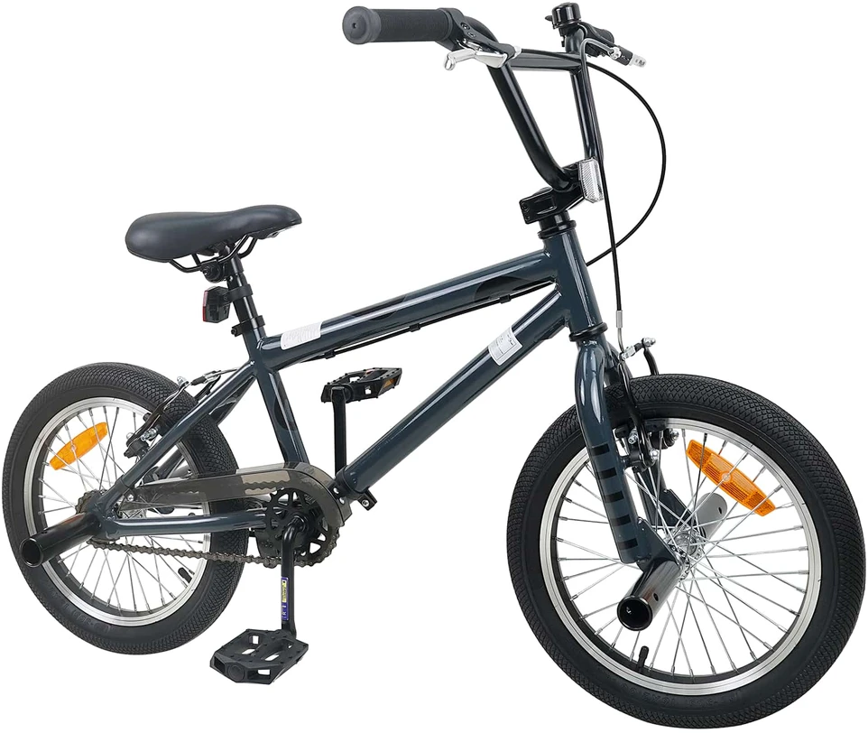 BMX Dviratis 16 Colių 5-8 metų amžiaus Tamsiai pilka
