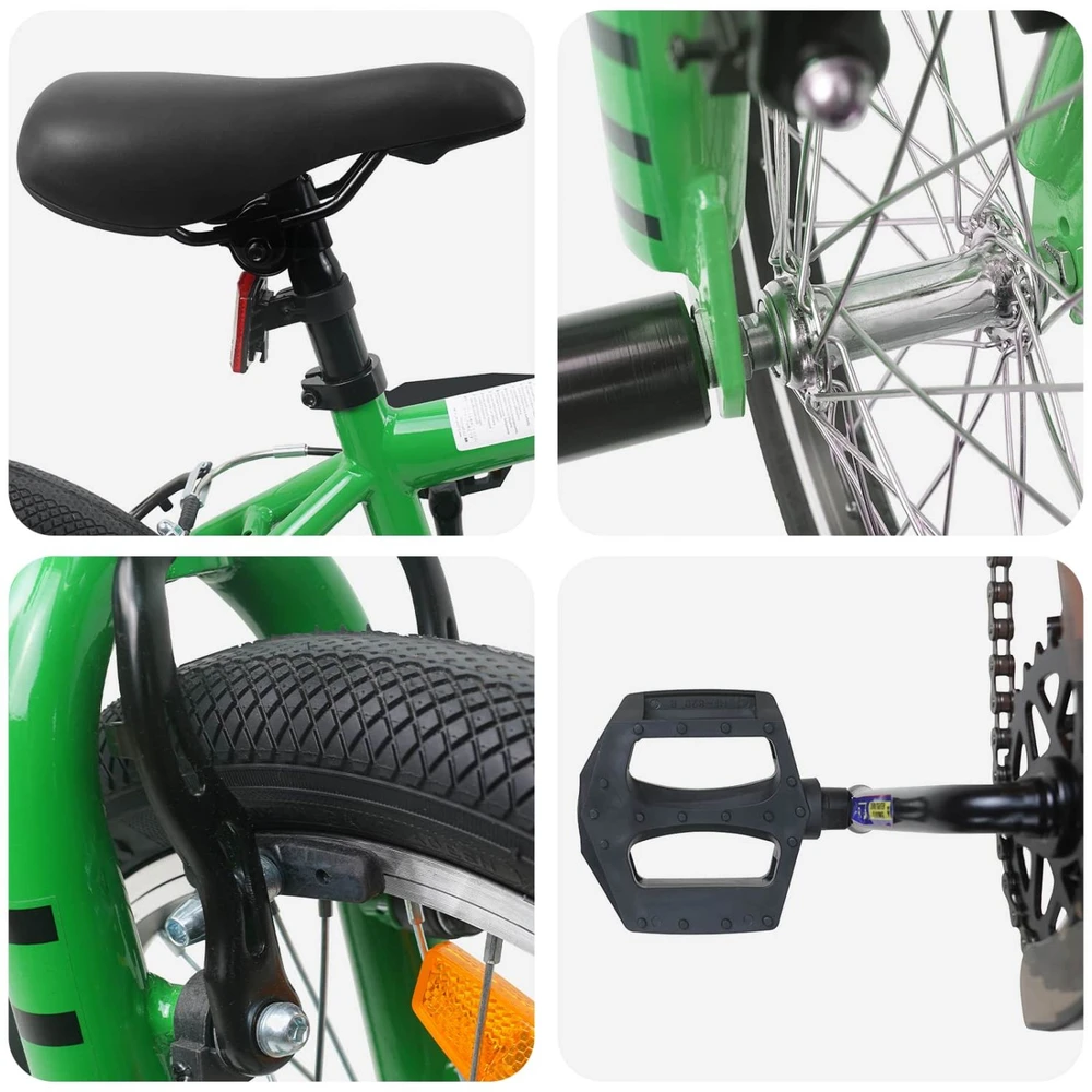 BMX Dviratis 16 Colių 5-8 metų amžiaus Žalia