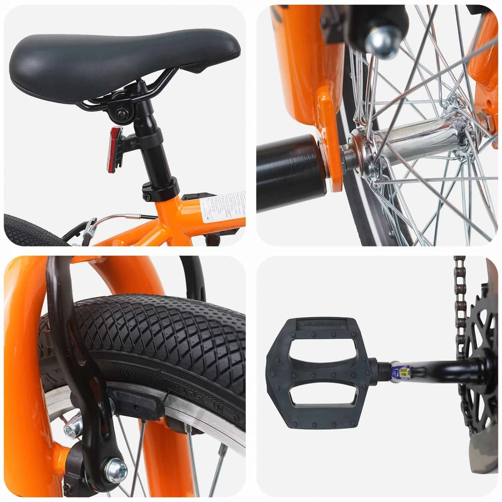 BMX Dviratis 18 Colių 7-10 metų amžiaus Oranžinė