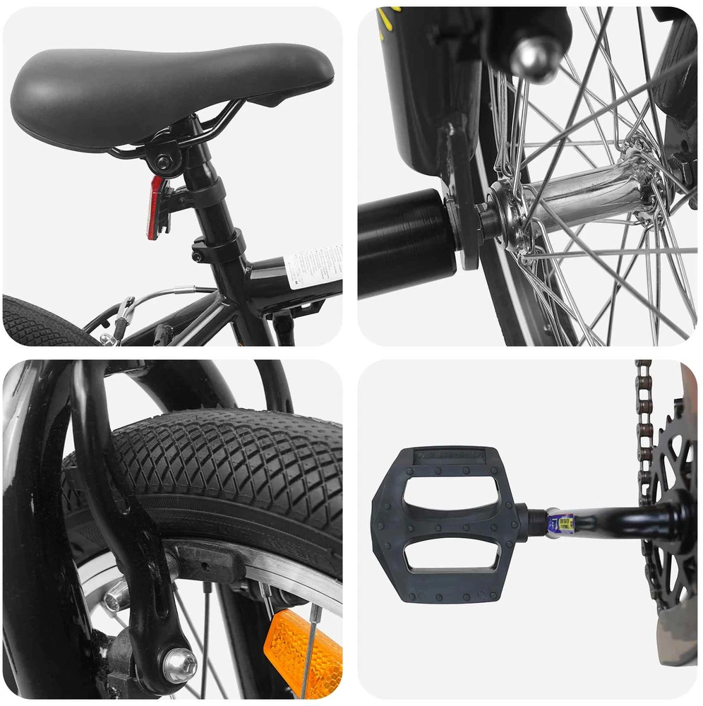BMX Dviratis 20 Colių skirta vyresniems nei 9 metų Juoda